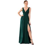 Ever-Pretty Abiti da Damigella da Donna Alta Elasticità Scollo a V Linea ad A con Spacco Stile Impero Verde Scuro 50