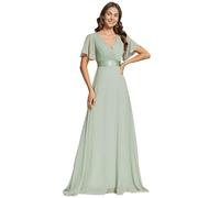 Ever-Pretty Abiti da Damigella da Donna Alta Elasticità Scollo a V Linea ad A con Spacco Stile Impero Menta Verde 50