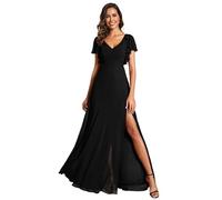 Ever-Pretty Abiti da Damigella d'Onore Arco Maniche Corte Scollo A V Stile Impero Spacco Abiti da Sposa Menta Verde 40