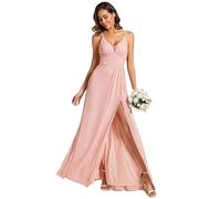 Ever-Pretty Abiti da Damigella d'Onore Spacco Fionda Senza Maniche Pieghe Scollo a V Linea A Stile Impero Abito da Cerimonia Estivo Classico Rosa 40