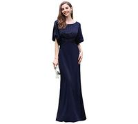 Ever-Pretty Abiti da Sera Donna Elegante Stile Impero Maniche Corte con Strass Formale Blu Navy 50