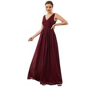 Ever-Pretty Abiti da Sera Elegante Stile Impero Scollo a V Senza Maniche Plissettato Donna Borgogna 44