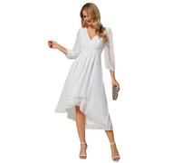 Ever-Pretty Abito Cerimonia Donna 3/4 Manica A-Line Vestito da Sera Scollo A V Bianco 54