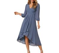 Ever-Pretty Abito Cerimonia Donna 3/4 Manica A-Line Vestito da Sera Scollo A V Denim Blu 56