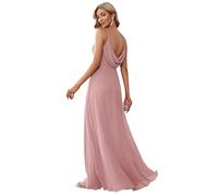 Ever-Pretty Abito Cerimonia Donna Donna Lungo Scollo a V Senza Maniche Linea ad A Chiffon Senza Schienale Dusty Rose 40