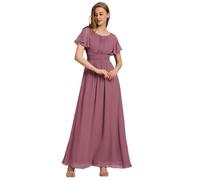 Ever-Pretty Abito Cerimonia Donna Eleganti Lungo a Maniche Corta Abito Damigella d'Onore in Chiffon Vestito Donna Elegante ES01840