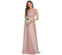 Ever-Pretty Abito Cerimonia Donna Eleganti Lungo Raso Senza Maniche Abito Damigella d'Onore Vestito Elegante Scollo a V Mauve 46