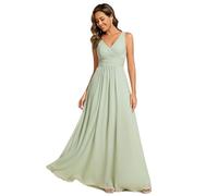 Ever-Pretty Abito Cerimonia Donna in Mousseline con Cintura E Pieghe Elegante Codice a V Menta Verde 42