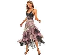 Ever-Pretty Abito da Ballo Scollo a V Tracolla Regolabile Elegante Orlo Asimmetrico Vestiti da Sera e Cerimonia Donna Orchidea 38