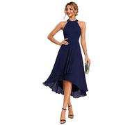Ever-Pretty Abito da donna in chiffon con scollo all'americana | Abito estivo semi-formale, plissettato, per la madre della sposa