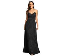 Ever-Pretty Abito da Sera Donna Elegante Fionda Pieghe Senza Maniche Scollo a V Stile Impero Brillante Nero 48