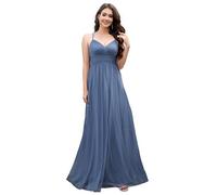 Ever-Pretty Abito da Sera Elegante per Donna a Lunghezza Lunga, Senza Maniche e in Tulle, Ideale per Damigelle Denim Blu 36