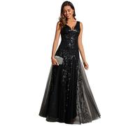Ever-Pretty Abito da sera lungo da donna con paillettes tulle doppio scollo a V senza maniche sirena 07886