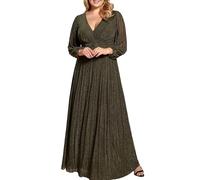 Ever-Pretty Abito da Sera Manica Lunga A-Line Scollo A V Abito Cerimonia Donna Verde Oliva 36