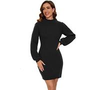 Ever-Pretty Abito Maglione da Donna Inverno Casual Dolcevita Manica Lunga Aderente Ginocchio Chic CG40395 Nero 40