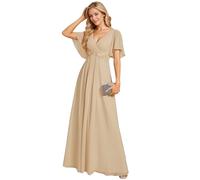 Ever-Pretty Abito T Meno di Nozze Lungo Appliqu Scollo a V Manica Corta Chic EE01960