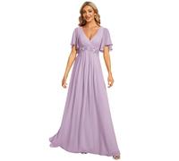 Ever-Pretty Abito T Meno di Nozze Lungo Appliqu Scollo a V Manica Corta Chic EE01960