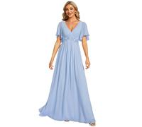 Ever-Pretty Abito T Meno di Nozze Lungo Appliqu Scollo a V Manica Corta Chic EE01960