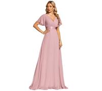 Ever-Pretty Vestiti da Cerimonia da Donna Alta Elasticità Scollo a V Linea ad A con Spacco Stile Impero Dusty Rose 40