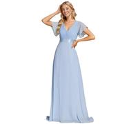 Ever-Pretty Vestiti da Cerimonia da Donna Alta Elasticità Scollo a V Linea ad A con Spacco Stile Impero Ghiaccio Blu 52