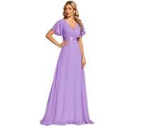 Ever-Pretty Vestiti da Cerimonia da Donna Alta Elasticità Scollo a V Linea ad A con Spacco Stile Impero Lavanda 48