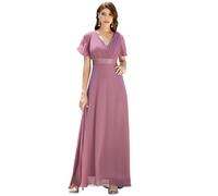 Ever-Pretty Vestiti da Cerimonia da Donna Alta Elasticità Scollo a V Linea ad A con Spacco Stile Impero Orchidea 34