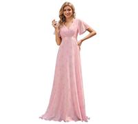 Ever-Pretty Vestiti da Cerimonia da Donna Alta Elasticità Scollo a V Linea ad A con Spacco Stile Impero Rosa Viola Chiaro 56