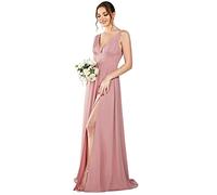 Ever-Pretty Vestiti da Damigella da Donna Alta Elasticità Scollo a V Linea ad A con Spacco Stile Impero Dusty Rose 48