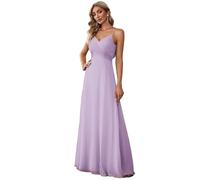 Ever-Pretty Vestiti da Damigella Donna Lungo Scollo a V Senza Maniche Linea ad A Chiffon Senza Schienale Lilla Satinato 36