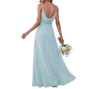 Ever-Pretty Vestiti da Sera Donna Lungo Scollo a V Senza Maniche Linea ad A Chiffon Senza Schienale Cielo Blu 46