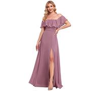 Ever-Pretty Vestiti da Sera Elegante Stile Impero Linea ad A Chiffon dalla Spalla con Spacco Donna Orchidea 38