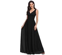 Ever-Pretty Vestito da Ballo Donna Linea ad A Stile Impero Chiffon Scollo a V Senza Maniche Nero 46