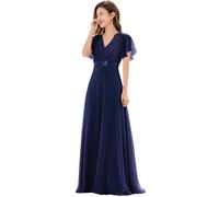 Ever-Pretty Vestito da Ballo Donna Stile Impero Linea ad A Scollo a V Maniche Corte Lungo Blu Navy 46
