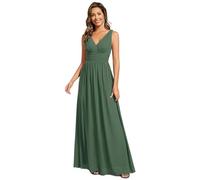 Ever-Pretty Vestito da Cerimonia Donna Linea ad A Stile Impero Chiffon Scollo a V Senza Maniche Abito da Damigella Chic Verde eucalipto 38