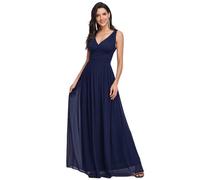 Ever-Pretty Vestito da Cerimonia Donna Linea ad A Stile Impero Chiffon Scollo a V Senza Maniche Blu Navy 50