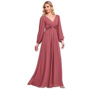 Ever-Pretty Vestito da Cerimonia Elegante Linea ad A Scollo a V A Abiti da Sera 00461 Fuchsia 36