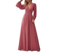 Ever-Pretty Vestito da Cerimonia Elegante Linea ad A Scollo a V A Abiti da Sera 00461 Fuchsia 44