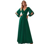 Ever-Pretty Vestito da Cerimonia Elegante Linea ad A Scollo a V A Abiti da Sera 00461 Verde Scuro 58