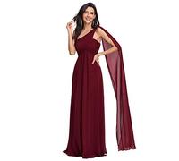 Ever-Pretty Vestito da Damigella Donna Monospalla Linea ad A Chiffon Stile Impero con Cinghia Borgogna 50