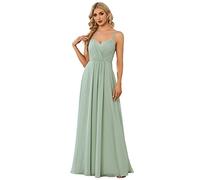 Ever-Pretty Vestito da Damigella Scollo a V Senza Maniche Lungo Elegante Abito da Damigella Borgogna 42