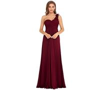 Ever-Pretty Vestito da Festa Elegante Una Spalla Linea ad A Chiffon Lunghezza del Piano Abiti da Cerimonia Borgogna 48EU