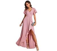Ever-Pretty Vestito da Sera Donna Elegante Stile Impero Scollo a V Maniche Corte Lungo Abito da Sera Dusty Rose 52