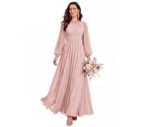 Ever-Pretty Vestito da Sera Donna Lungo Cintura Rotondo Manica Lunga Elegante Abiti da Cerimonia ES0106B