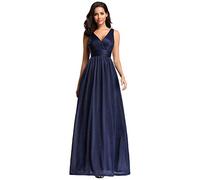 Ever-Pretty Vestito da Sera Elegante Stile Impero Scollo a V Senza Maniche Plissettato Donna Blu Navy 52
