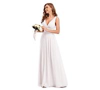 Ever-Pretty Vestito da Sposa Donna Linea ad A Stile Impero Chiffon Scollo a V Senza Maniche Bianco 36