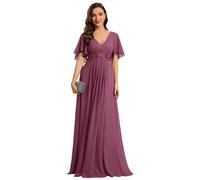 Ever-Pretty Vestito Donna Elegante Scollo a V Maniche a Volant Stile Lungo Abito Cerimonia Donna EE01960