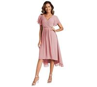 Ever-Pretty Vestito Elegante Donna Cerimonia Manica Corta Collo a V Gonna Midi Dusty Rose 46