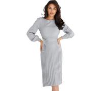 Ever-Pretty Vestito Maglioni Donna Abito Casual a Maniche Lunghe Invernali Elegante Abito in Maglia Midi Abito con Cintura Pullover Elasticizzato Autunno Grigio XXL
