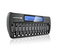 everActive Caricatore per 12 batterie AAA AA, ricarica rapida, set di 4 ore, display LCD, modalità di riposo, adattatore per auto, modello: NC-1200