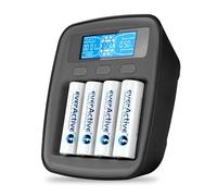 everActive Caricatore per NI-MH, NI-Cd, 1-4x R6/AA, R03/AAA, professionale e veloce, USB-C NI-MH controllata dal processore con scarica e misura della capacità modello: NC-1000M
